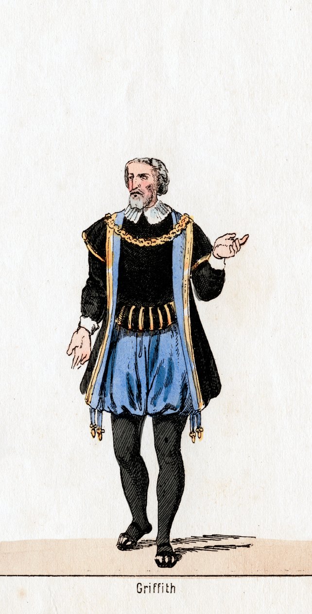 Griffith, Kostümentwurf für Shakespeares Stück, Heinrich VIII, 19. Jahrhundert von Unbekannt