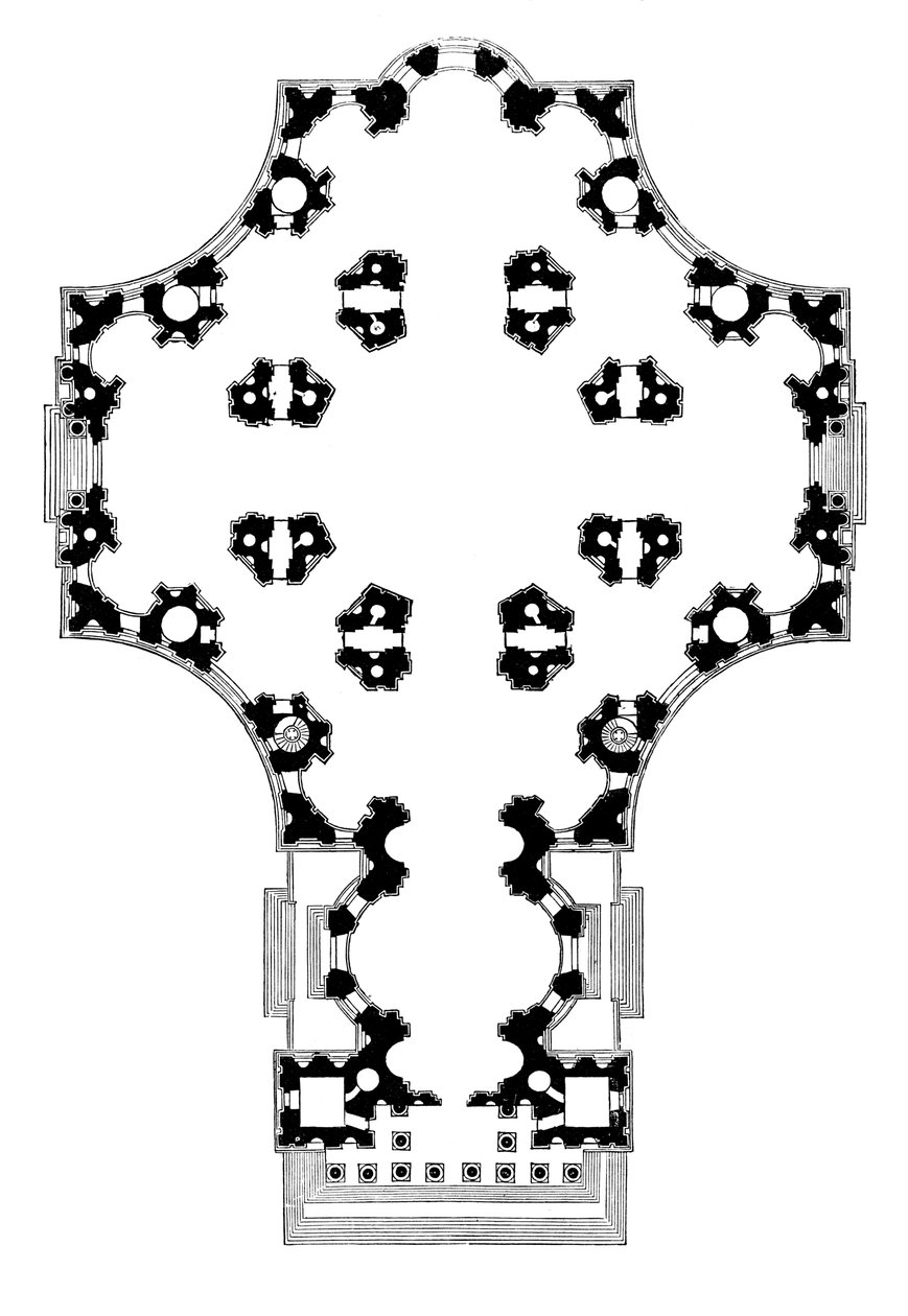 Grundriss der St. Pauls Kathedrale, London, zweites Design, 17. Jahrhundert, 1882 von Unbekannt