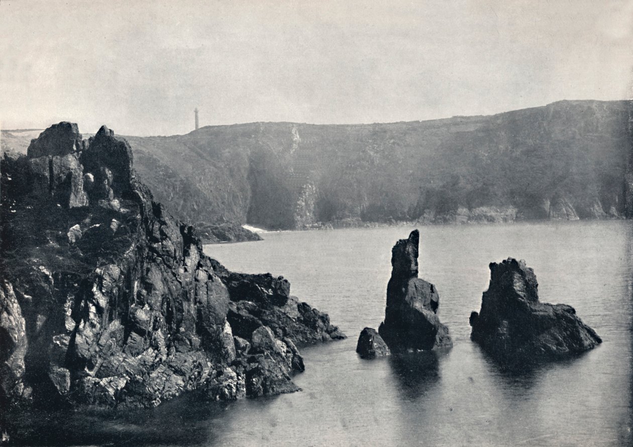 Guernsey - Moulin Huet Bay, mit den Hund- und Löwenfelsen, 1895 von Unbekannt