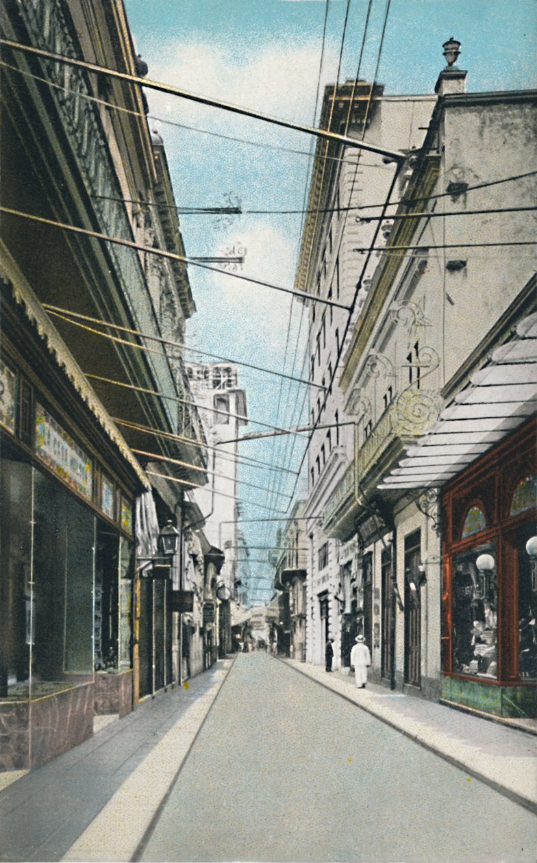 Habana: Calle Obispo O Pimargall. Obispo oder Pimargall Straße, ca. 1910 von Unbekannt