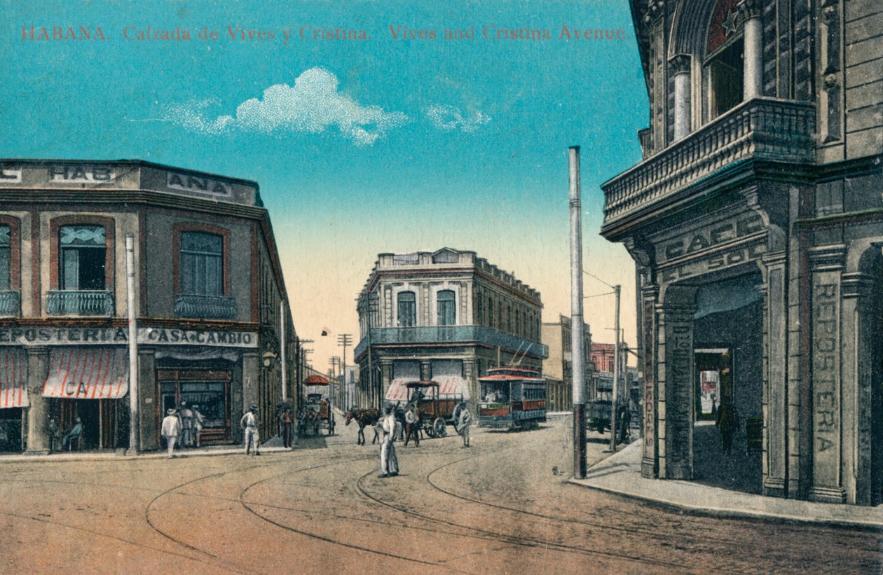 Habana. Cazada de Vives y Cristina. Vives und Cristina Avenue, Kuba, um 1910 von Unbekannt