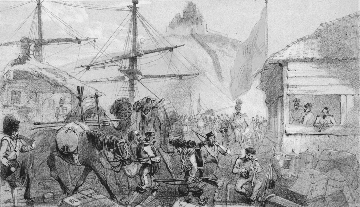 Hafen von Balaklava. Der Landeplatz, ca. 1850er Jahre von Unbekannt