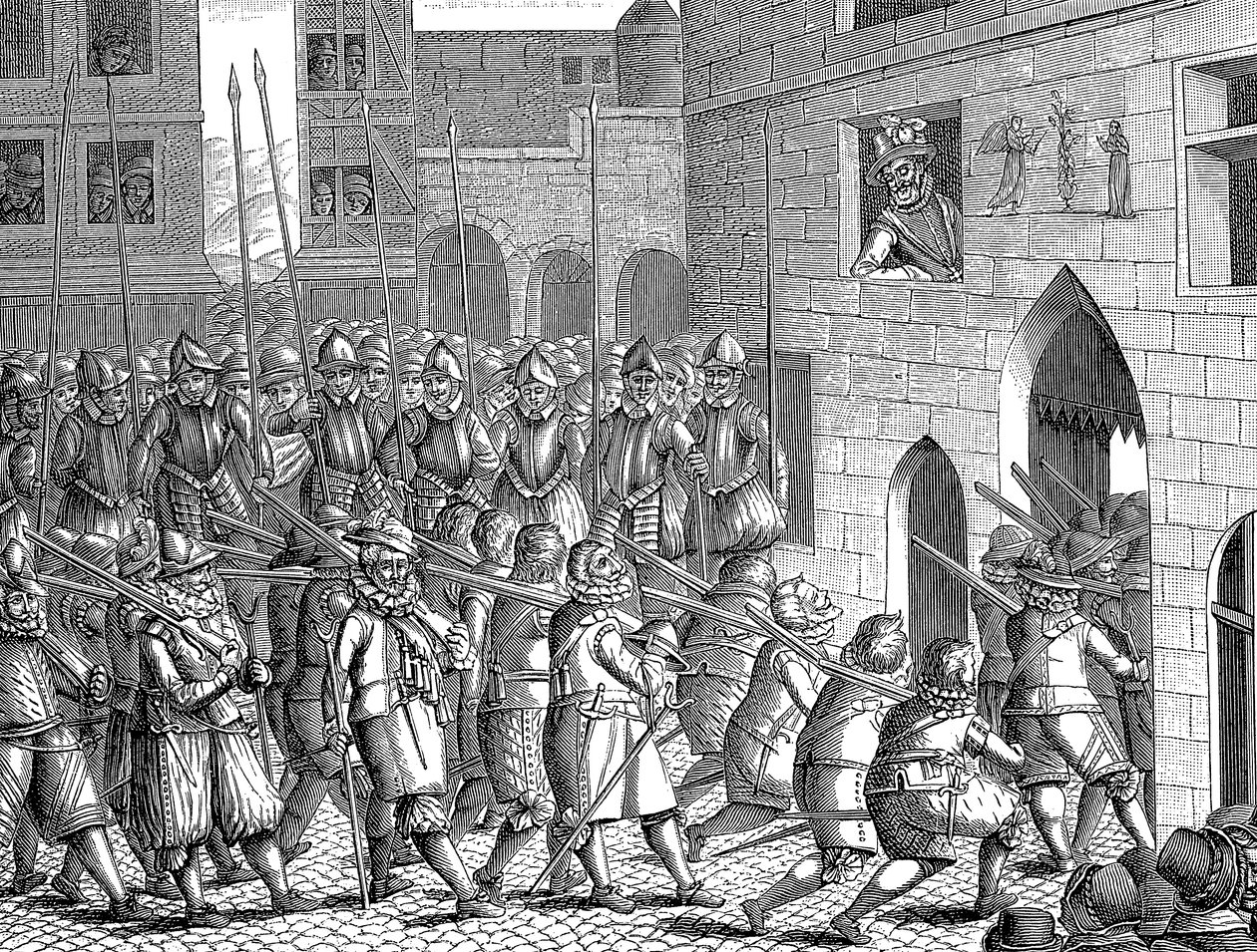 Heinrich IV. von Frankreich beobachtet die Abreise der Spanier aus Paris, 22. März 1594 von Unbekannt