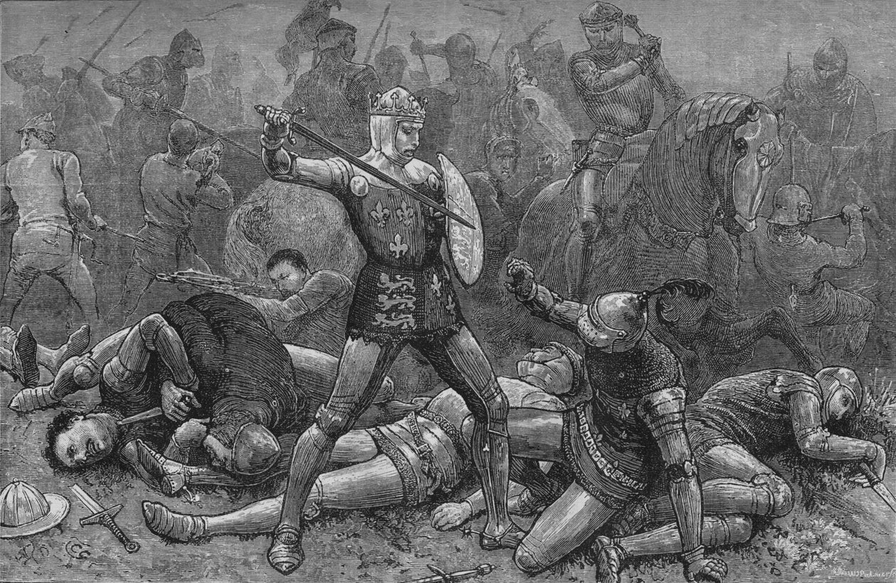 Henry und Alençon bei Agincourt, 25. Oktober 1415, ca. 1880 von Unbekannt