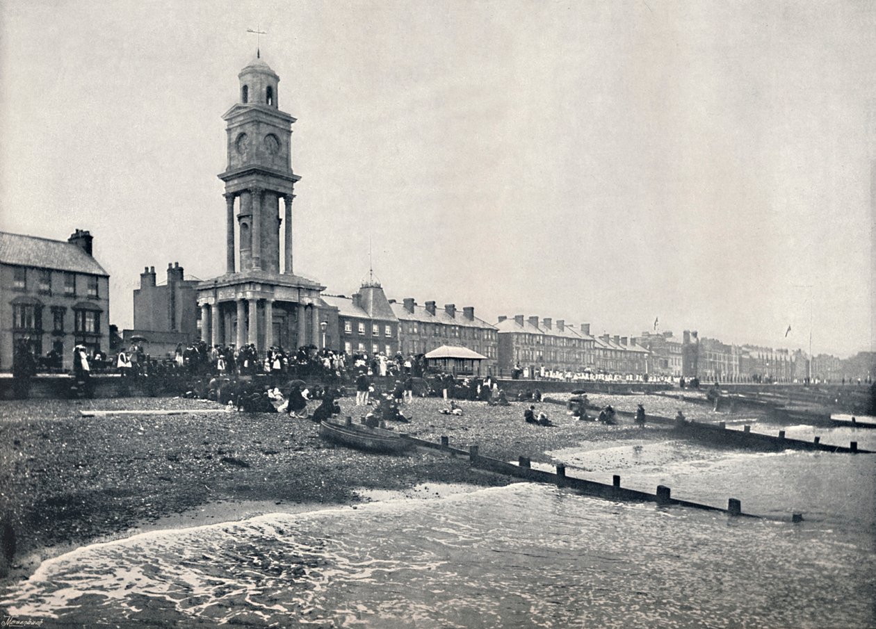 Herne Bay - Die Front, mit Uhrturm, 1895 von Unbekannt