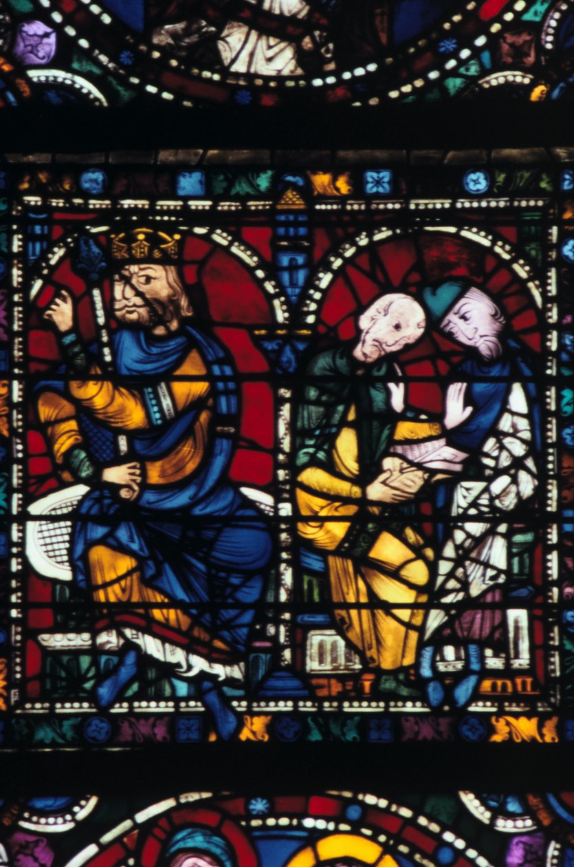 Herodes und seine Berater, Buntglas, Kathedrale von Chartres, Frankreich, 1145-1155 von Unbekannt