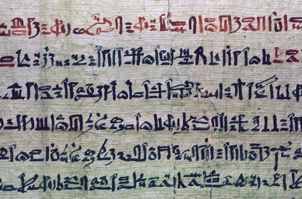 Hieratische ägyptische Schrift aus dem Totenbuch von Unbekannt