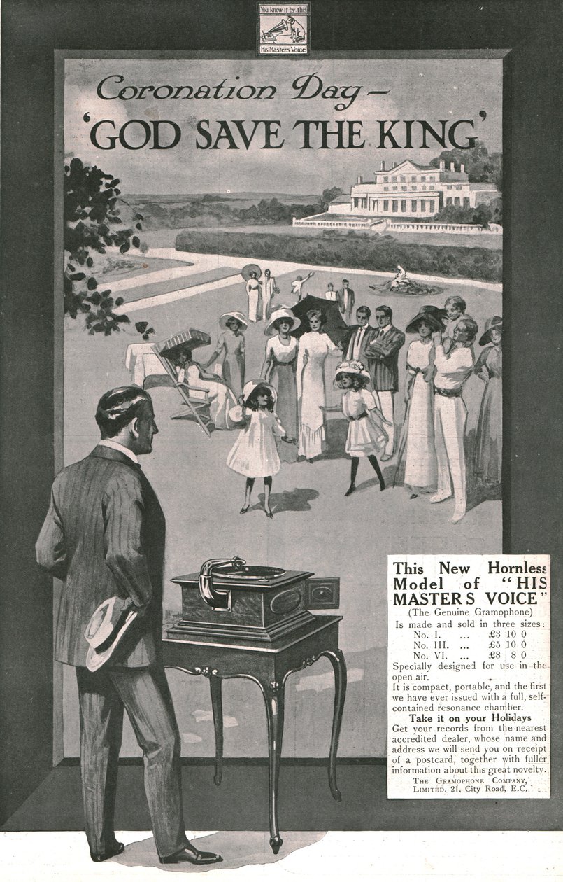 His Masters Voice Werbung, 1911 von Unbekannt
