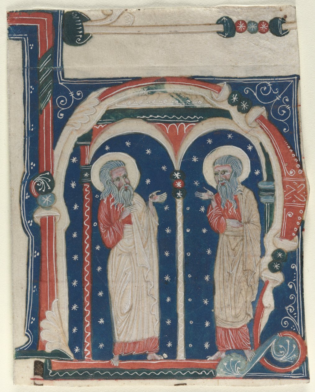 Historisierte Initiale H aus einem Antiphonar: SS. Paul der Einsiedler und Antonius, c1200-1230 von Unbekannt