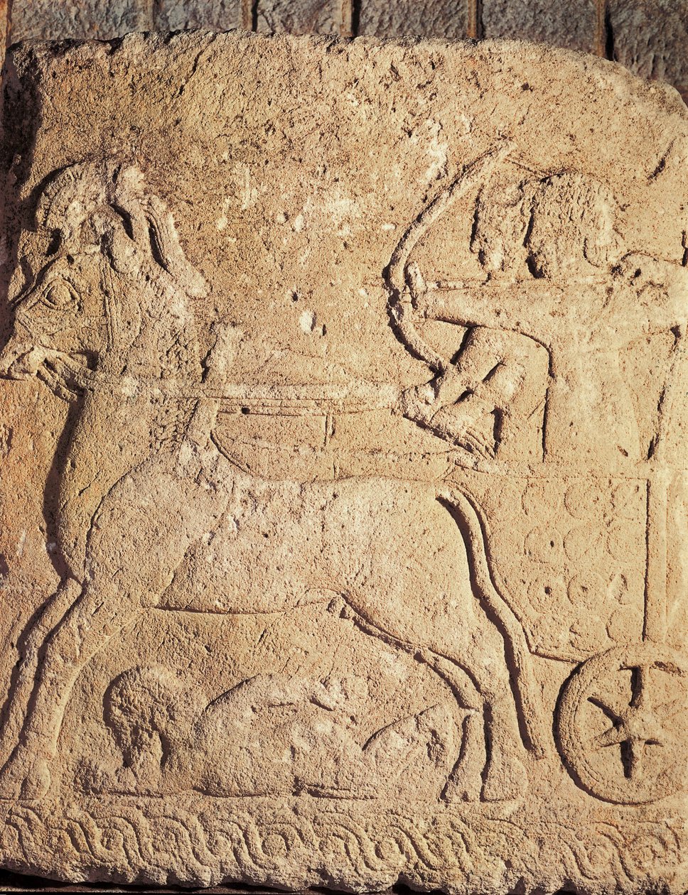 Hethitische Kunst: Jagdszene. Flachrelief auf Stein, Antike von Unbekannt