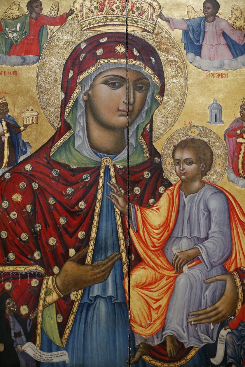 Grabeskirche, griechisch-orthodoxes Katholikon, Ikone der Jungfrau Maria und des Kindes, Jerusalem, Israel von Unbekannt