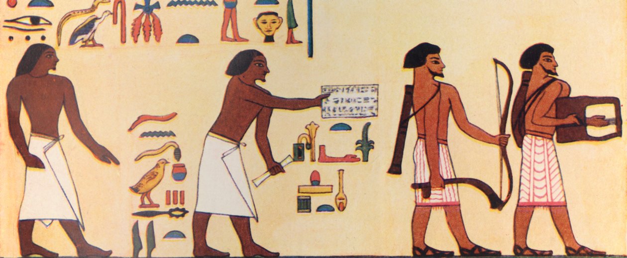 Wie ein alter Ägypter die Ankunft der Israeliten in Ägypten malte, ca. 1930 von Unbekannt