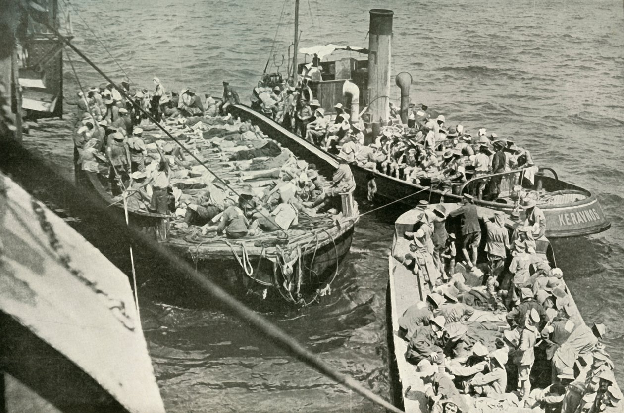 Wie die Verwundeten zu den Hospitalschiffen gebracht wurden, 1919 von Unbekannt
