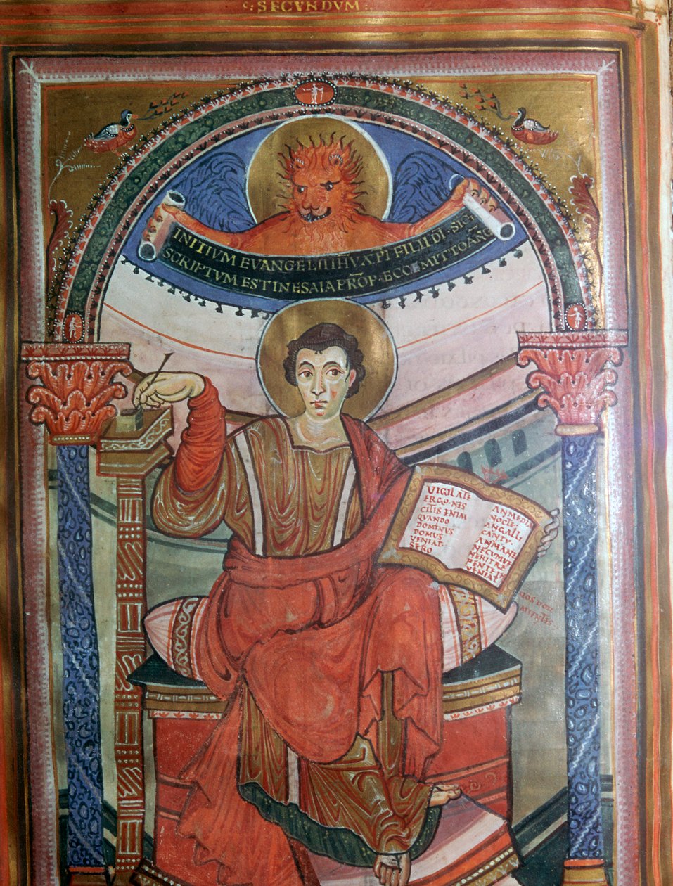 Illustration von St. Markus, der sein Evangelium hält, 8. Jahrhundert von Unbekannt