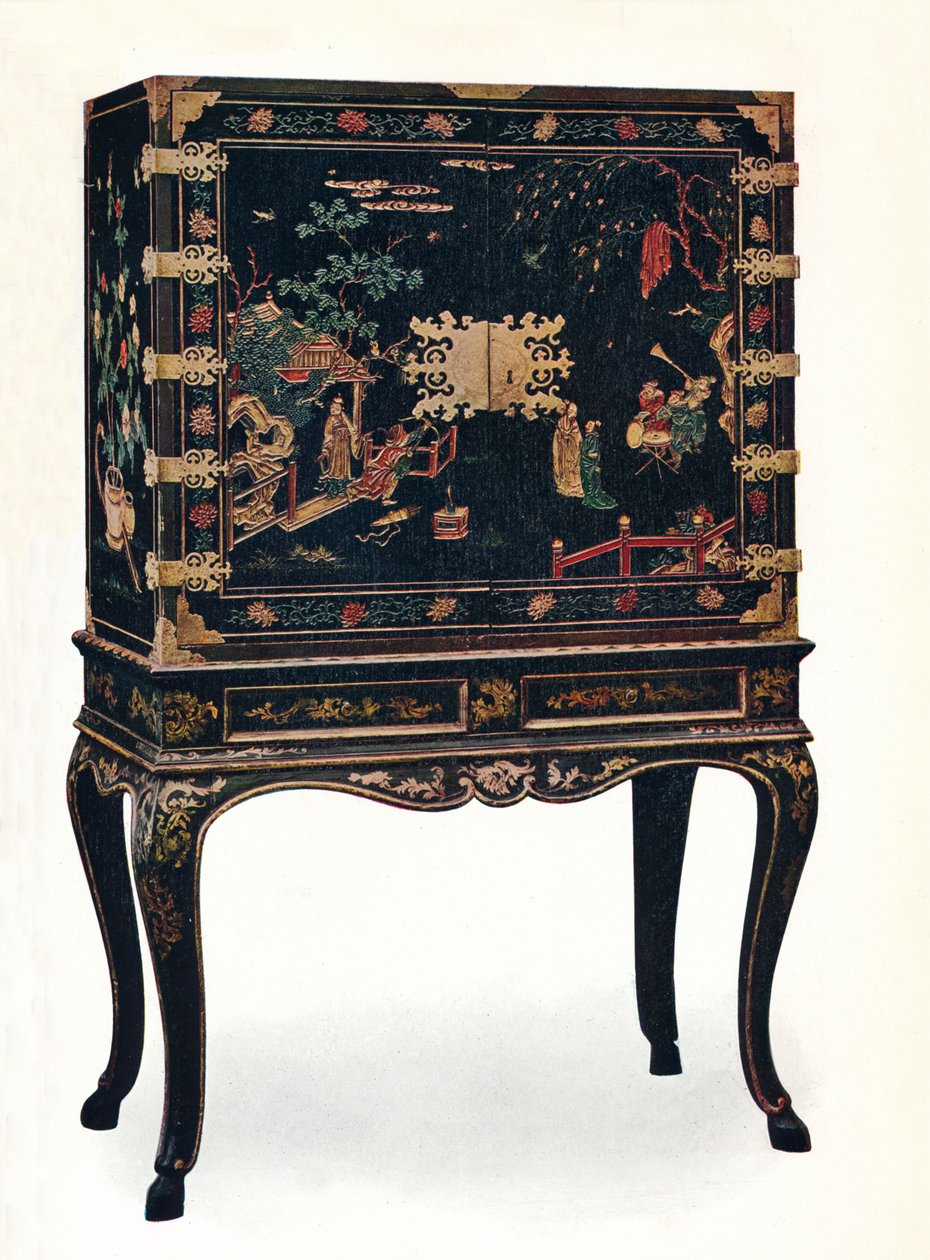 Eingeschnittener lackierter Schrank, ca. 1680, 1910 von Unbekannt