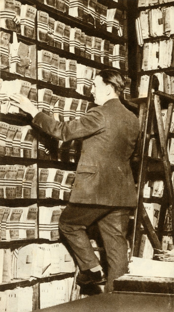 Index der Fingerabdrücke bei Scotland Yard, London, um 1912, 1935 von Unbekannt