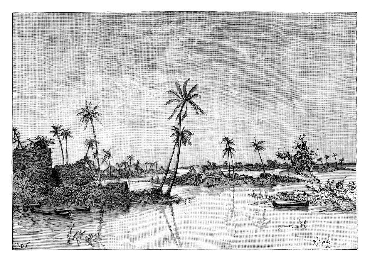 Indische Siedlung auf den Inseln der San Blas Bucht, ca. 1890 von Unbekannt