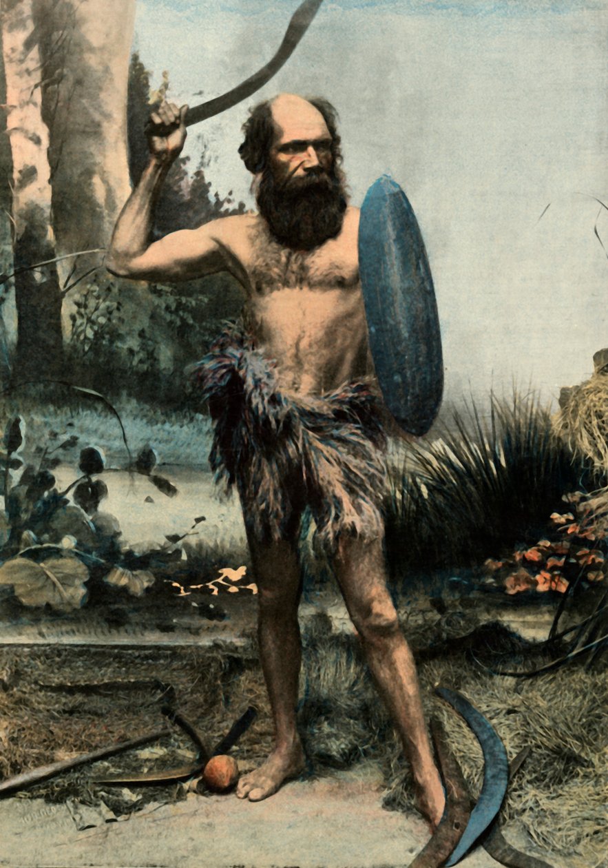 Aborigine bewaffnet mit einem Bumerang, 1900 von Unbekannt