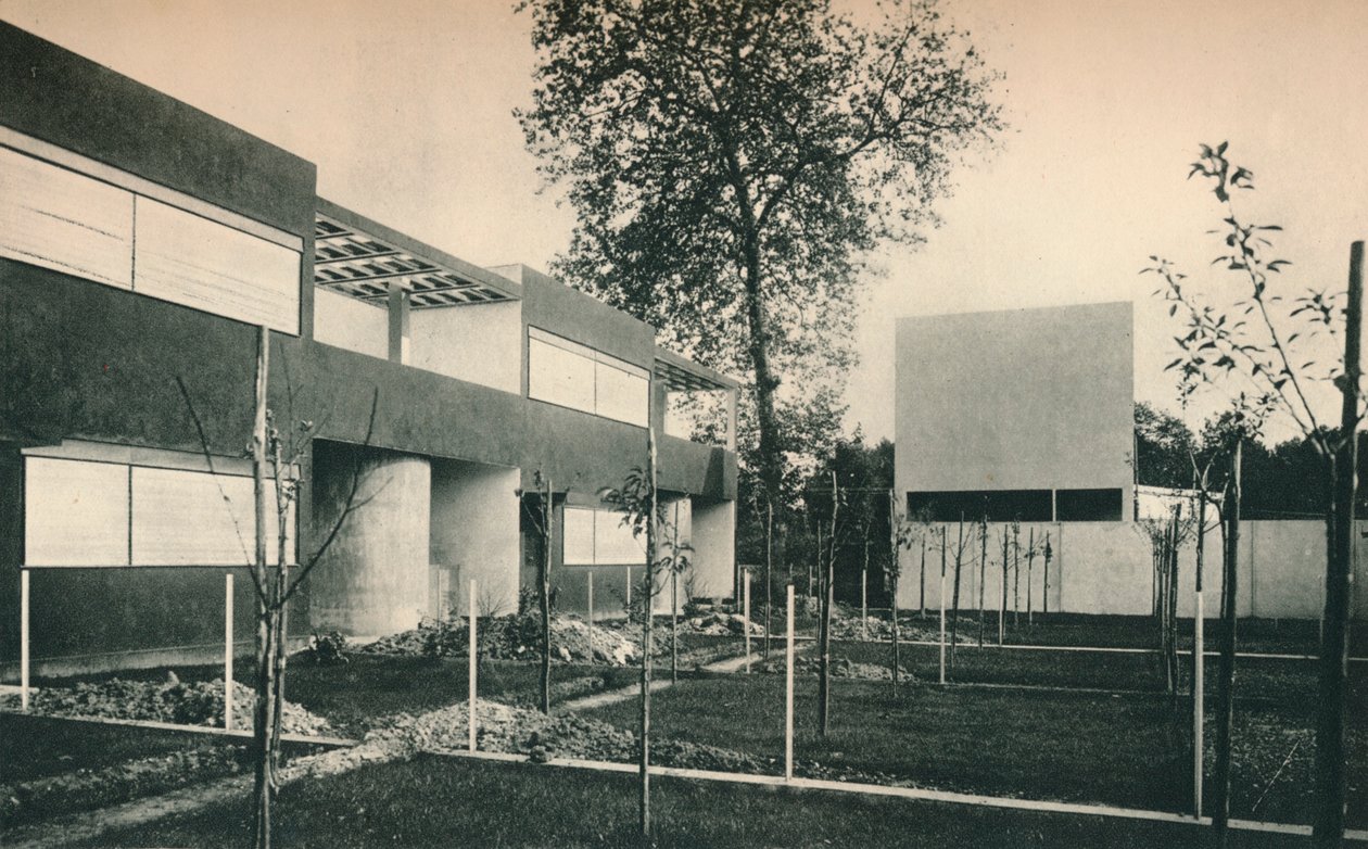 Industrie-Wohnungsbauprojekt in Pessac, in der Nähe von Bordeaux. Architekten, Le Corbusier und Pierre Jeanneret von Unbekannt