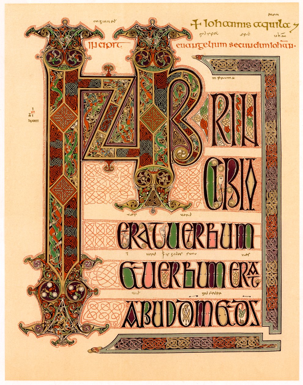 Initialseite aus den Lindisfarne Evangelien, spätes 7. oder frühes 8. Jahrhundert von Unbekannt