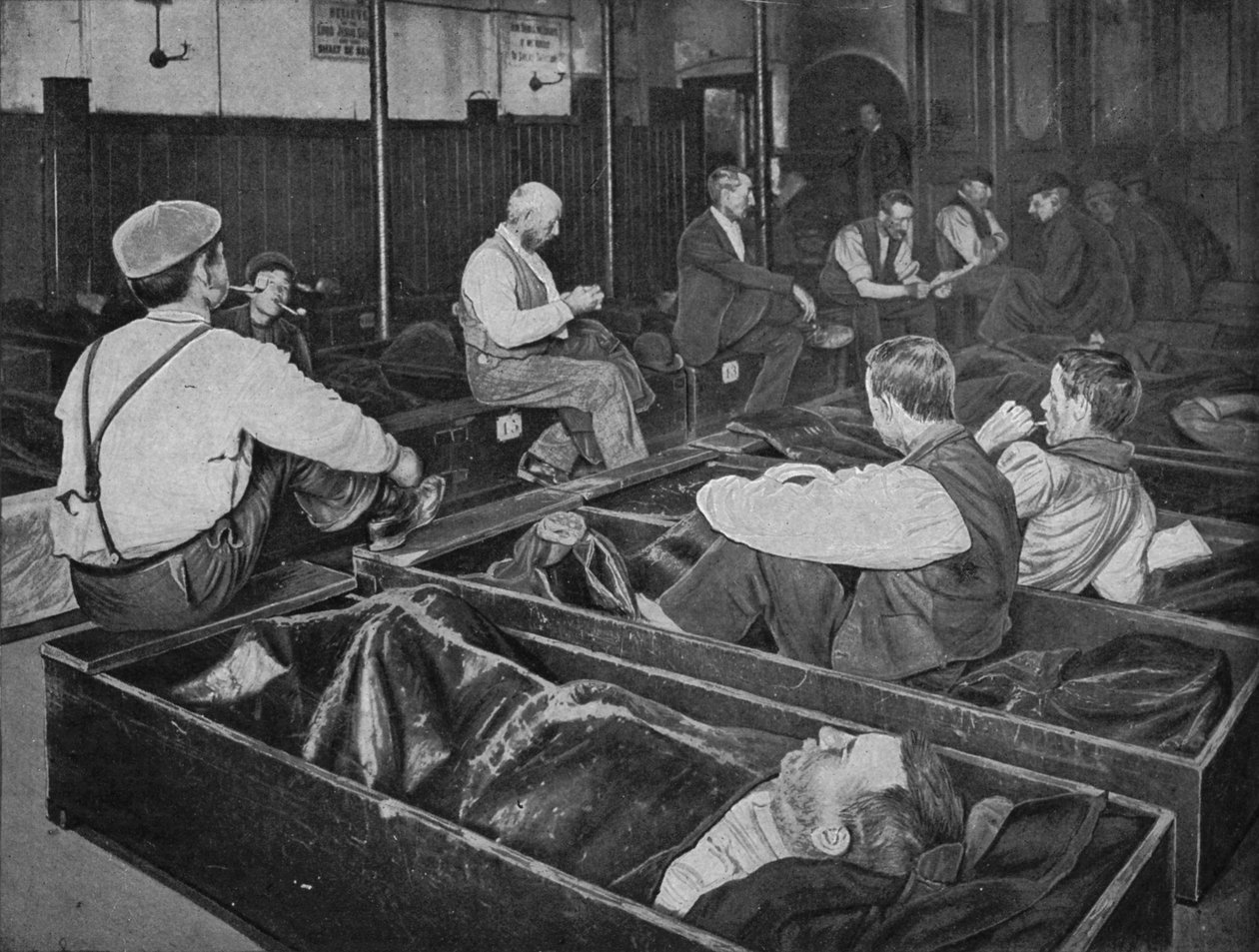 Im Medland Hall Obdachlosenheim, Ratcliff, London, ca. 1900-1901 von Unbekannt