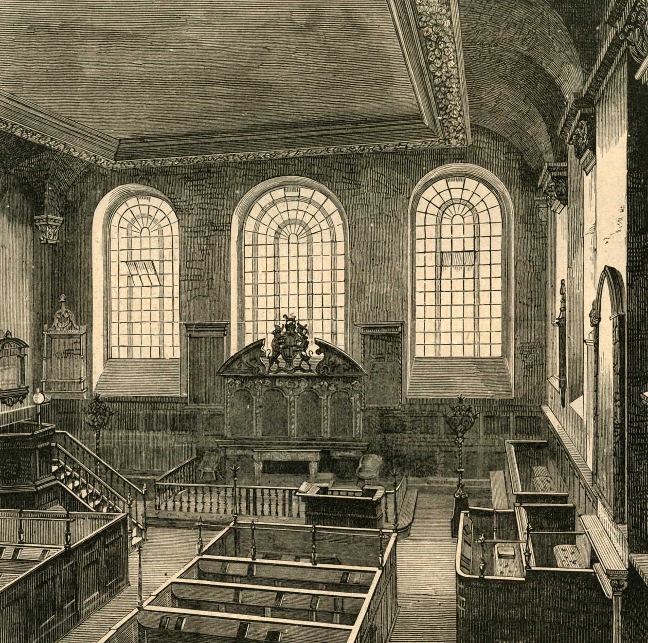 Innenraum von St. Michaels, Wood Street, 1876, 1897 von Unbekannt