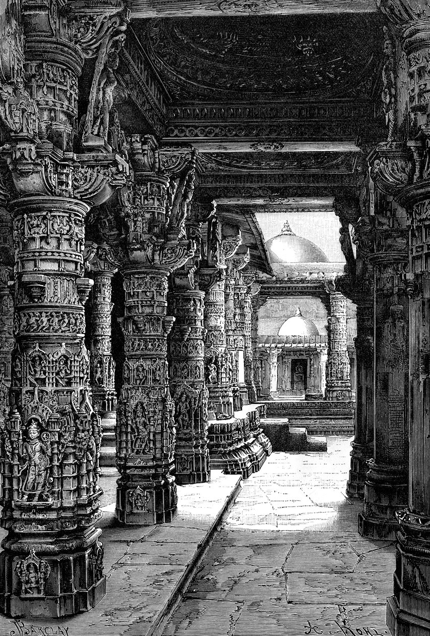 Innenraum eines Jaina-Tempels, Mount Abu, Rajasthan, Indien, 1895 von Unbekannt