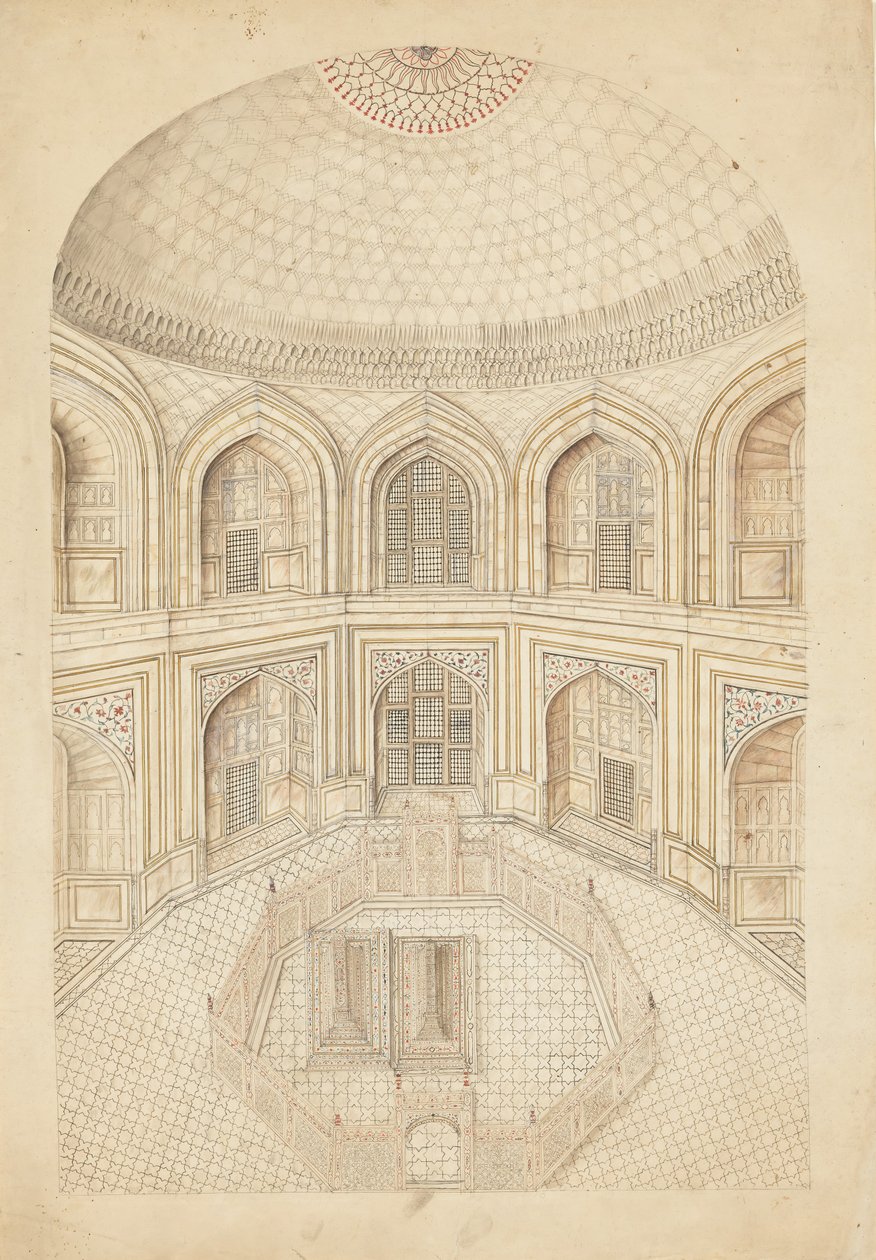 Innenraum des Taj Mahal Mausoleums, frühes 19. Jahrhundert von Unbekannt