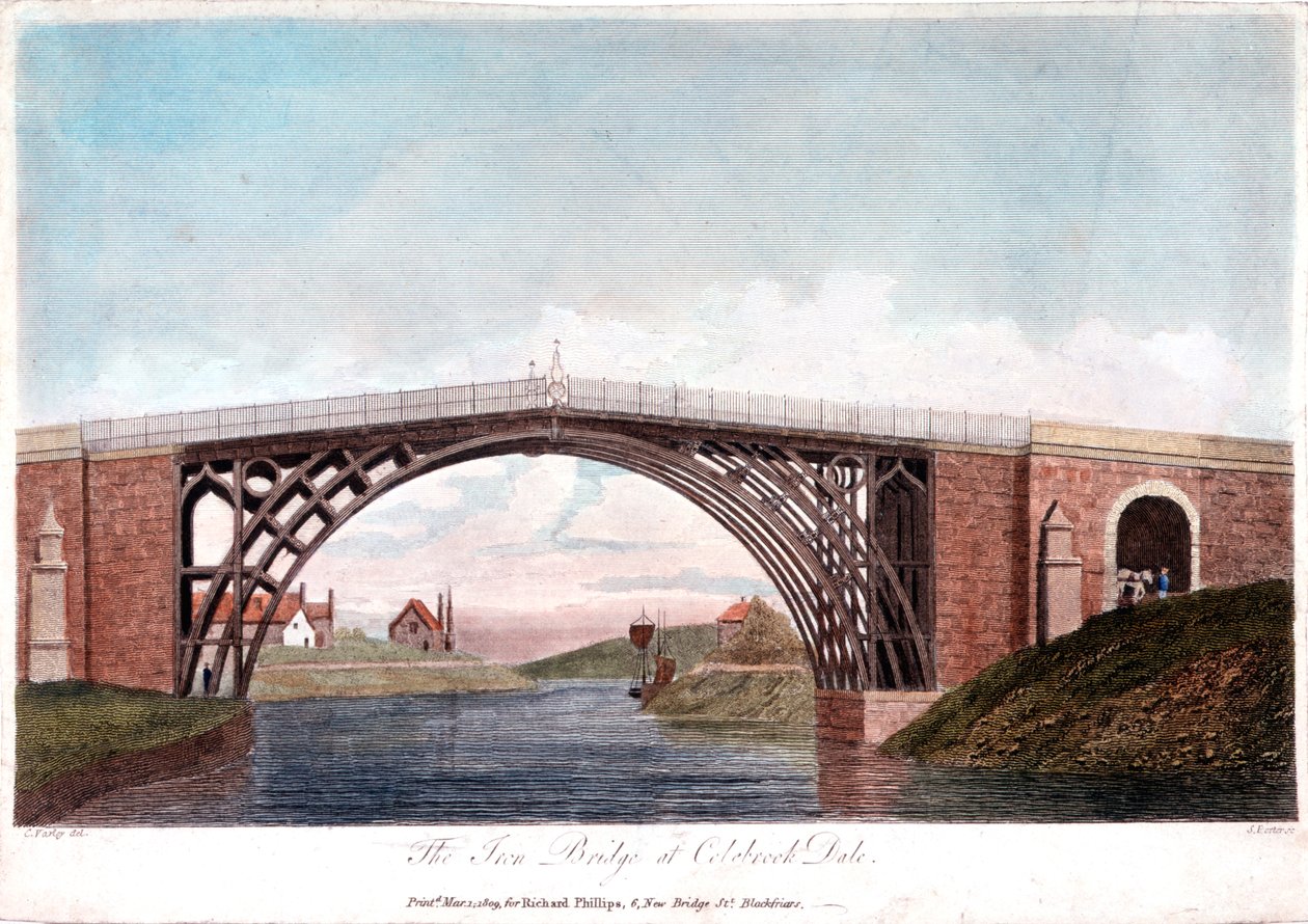 Eisenbrücke über den Severn in Ironbridge, Coalbrookdale, England, gebaut 1779 von Unbekannt