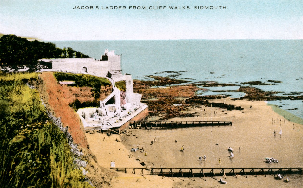 Jakobsleiter, gesehen vom Klippenweg, Sidmouth, Devon, frühes 20. Jahrhundert von Unbekannt