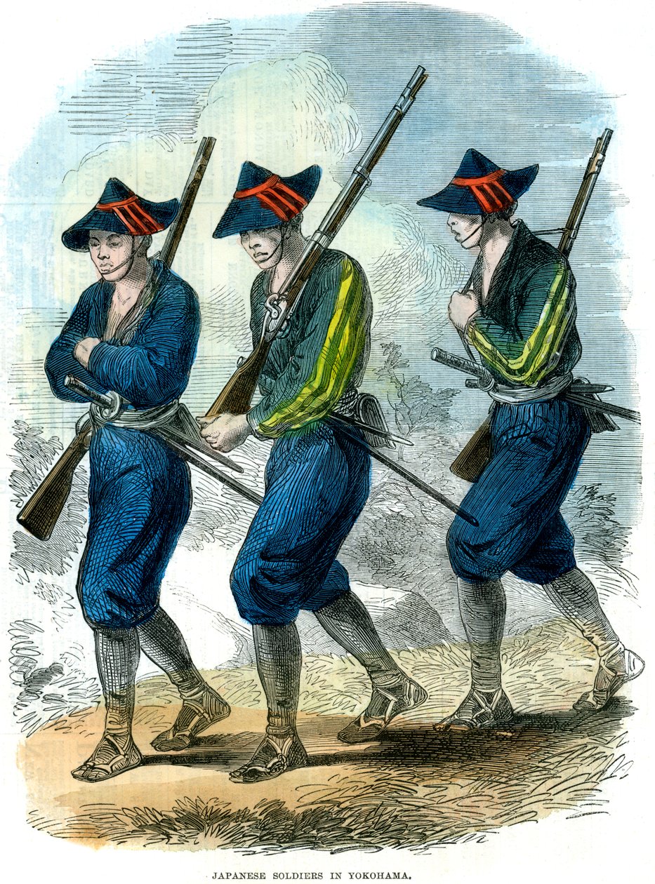 Japanische Soldaten in Yokohama, Japan, 1865 von Unbekannt
