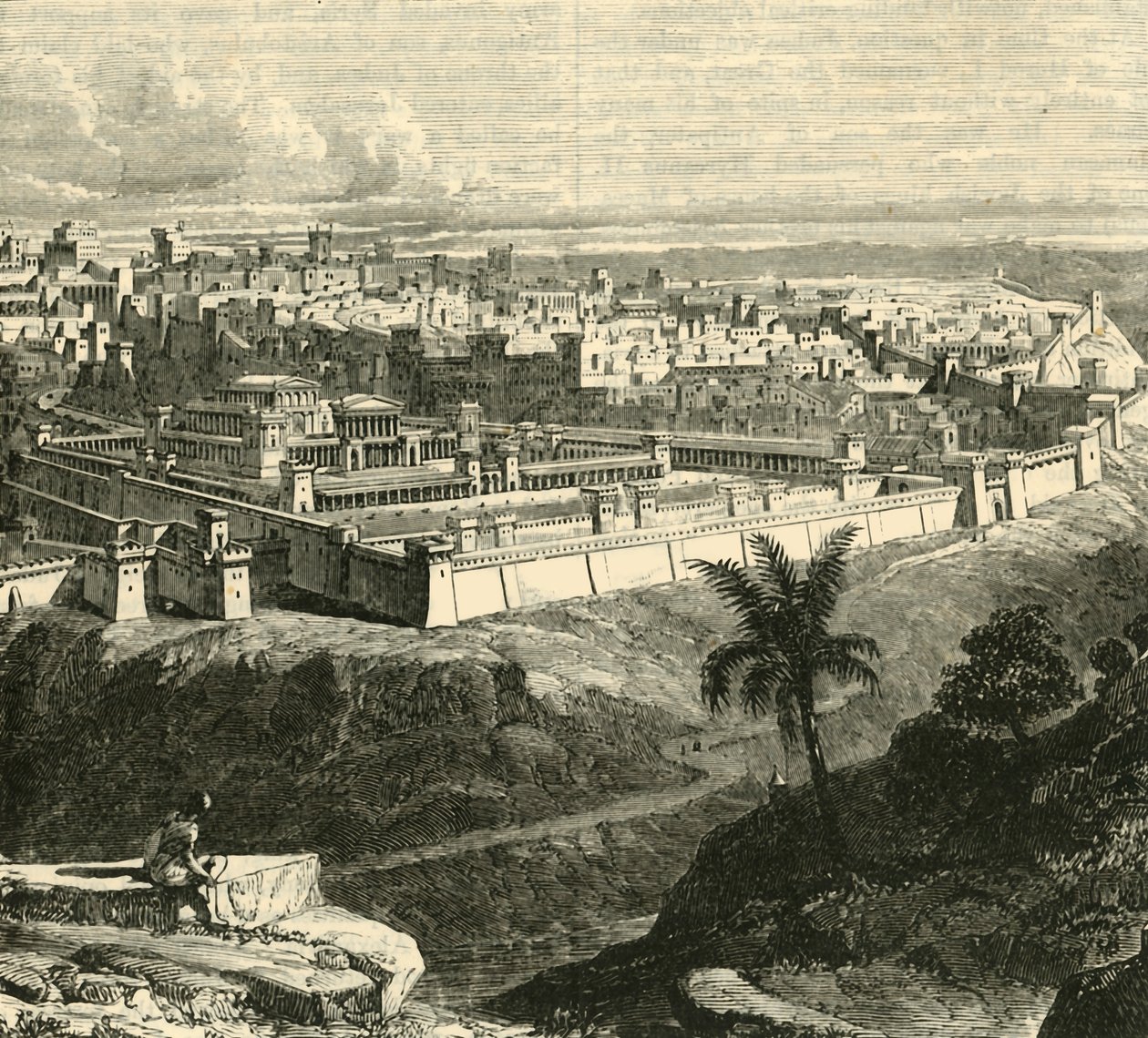 Jerusalem zur Zeit Jesu Christi, zeigt den von Herodes dem Großen restaurierten Tempel, 1890 von Unbekannt