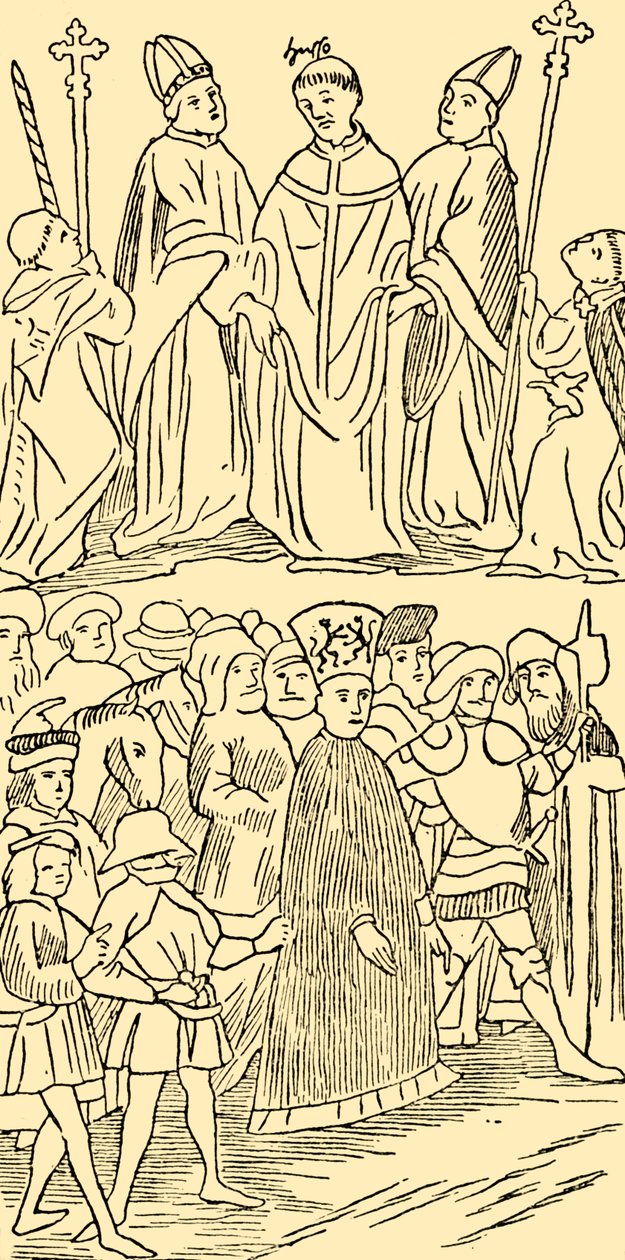 Johann Huss verurteilt und zur Hinrichtung geführt, ca. 1930 von Unbekannt