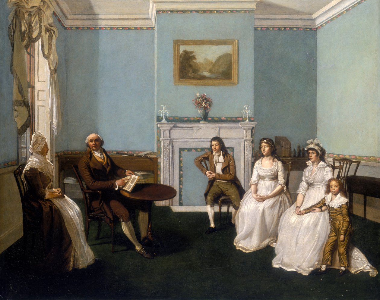 John Middleton mit seiner Familie in seinem Wohnzimmer, um 1796 von Unbekannt