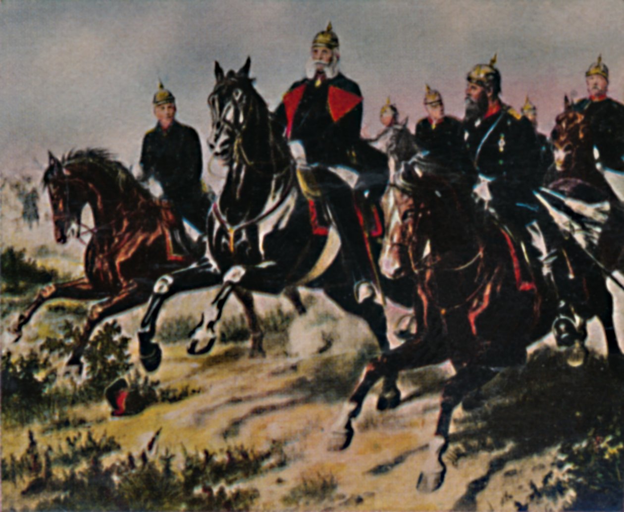 Kaiser Wilhelm I. 1797-1888 und seine Paladine. - Gemälde von Camphausen, 1934 von Unbekannt