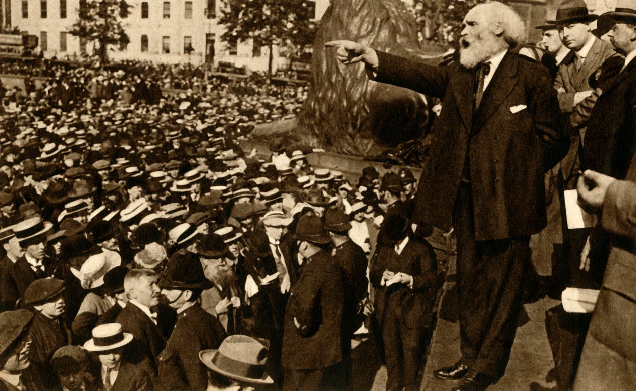 Keir Hardie hält eine Rede auf dem Trafalgar Square, London, 2. August 1914 von Unbekannt