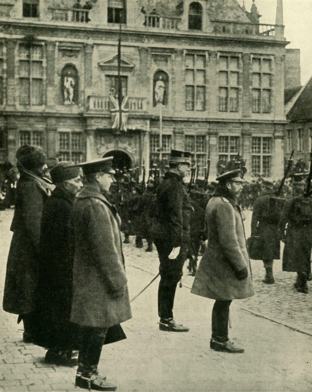 König Georg V. in Furnes, Belgien, Erster Weltkrieg, 4. Dezember 1914 von Unbekannt