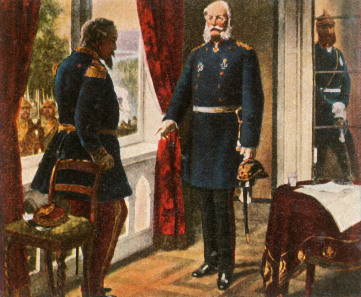 König Wilhelm und Kaiser Napoleon nach der Schlacht von Sedan, 2. September 1870, 1936 von Unbekannt