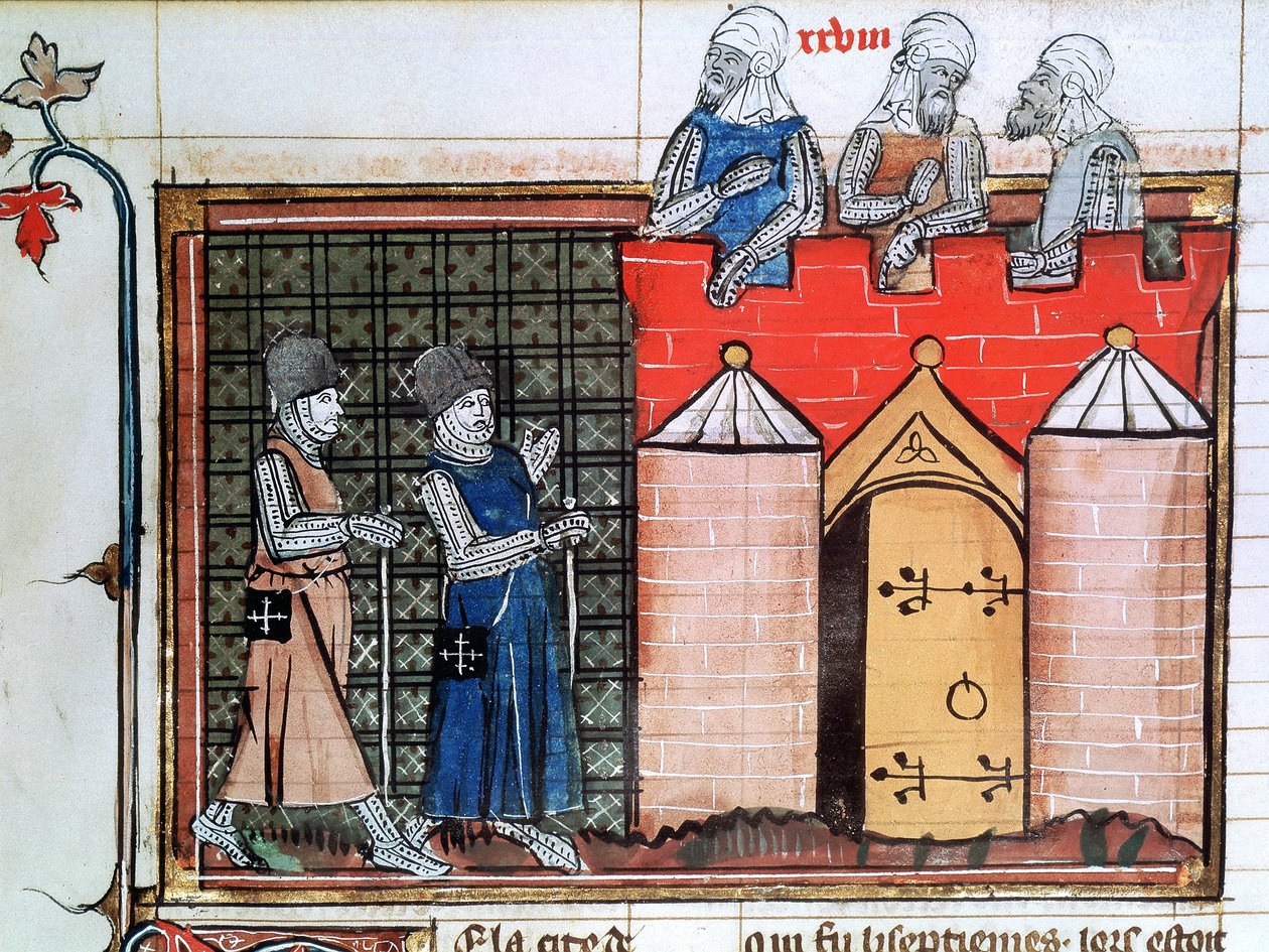 Tempelritter vor Jerusalem, um 1099, 14. Jahrhundert von Unbekannt