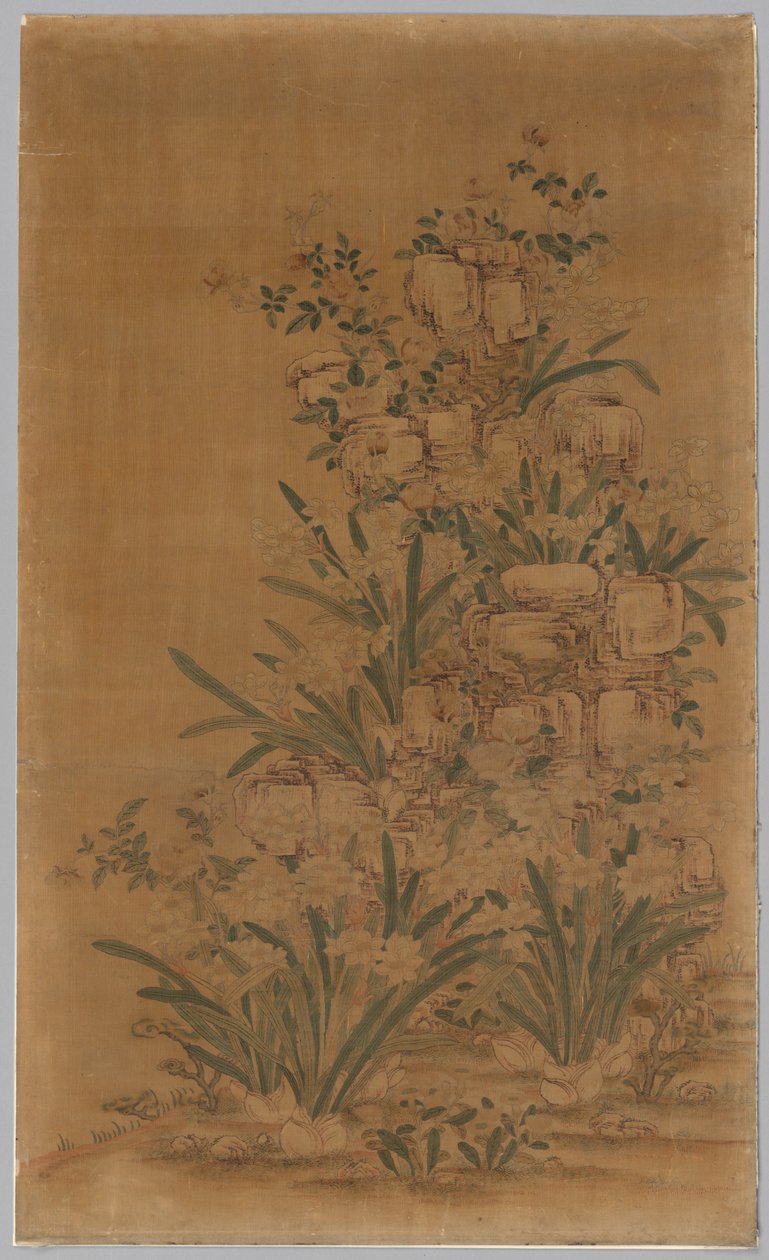 Ko Ssu Panel: Felsen und Narzissen, 1700er - 1800er von Unbekannt