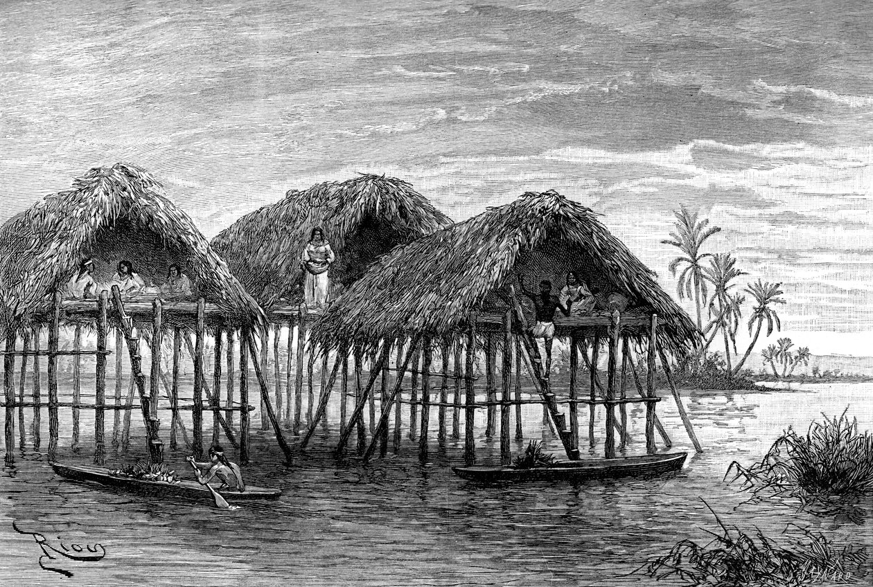 Pfahlbauten von Santa Rosa, nahe Maracaibo, Venezuela, 1895 von Unbekannt