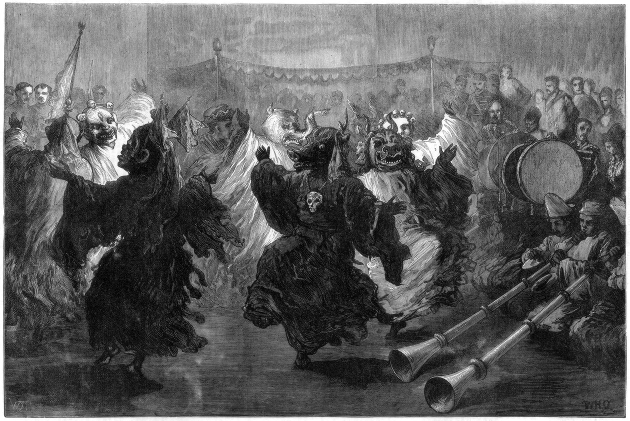 Lama-Tanz in Jummoo, aufgeführt vor dem Prinzen von Wales, 1876 von Unbekannt
