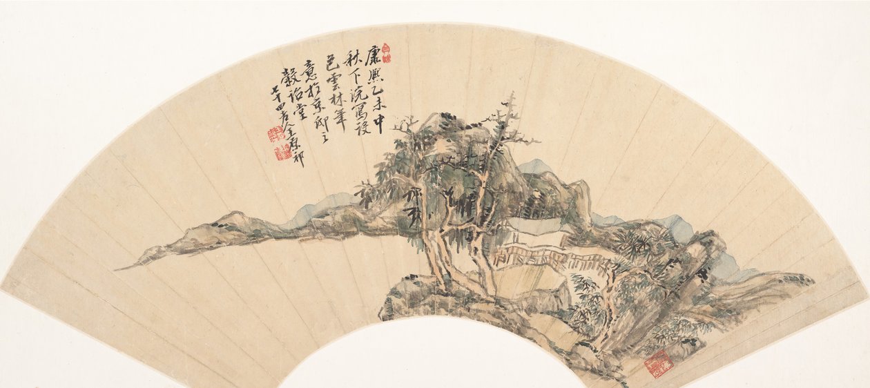 Landschaft im Stil von Ni Zan, 18. Jahrhundert oder später, falsches Datum 1715 von Unbekannt