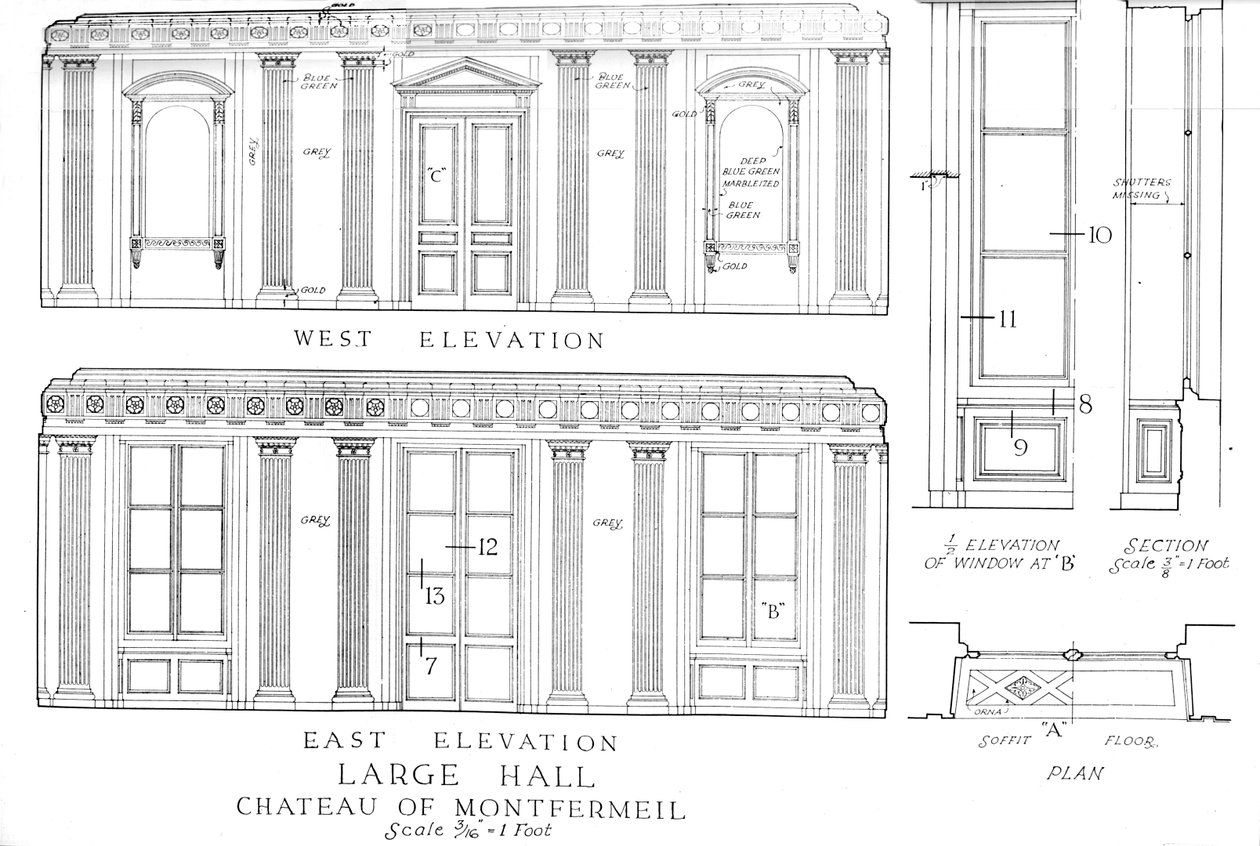 Großer Saal, Schloss Montfermeil, Paris, 1924 von Unbekannt