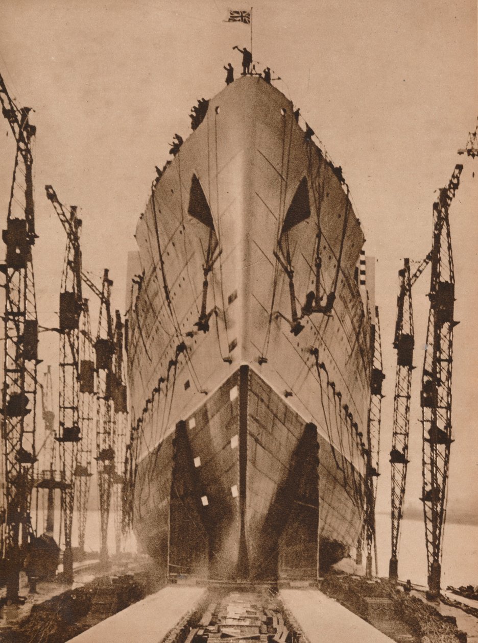 Stapellauf des Cunard-Ozeandampfers `Queen Mary`, 1934-1935 von Unbekannt