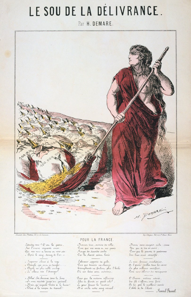 Le Sou de la Délivrance Karikatur und Liedblatt, Deutsch-Französischer Krieg, 1870-1871 von Unbekannt