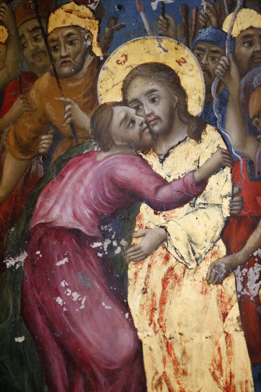 Der Kuss des Judas, Fresko in der Kirche des Heiligen Grabes, Jerusalem, Israel von Unbekannt