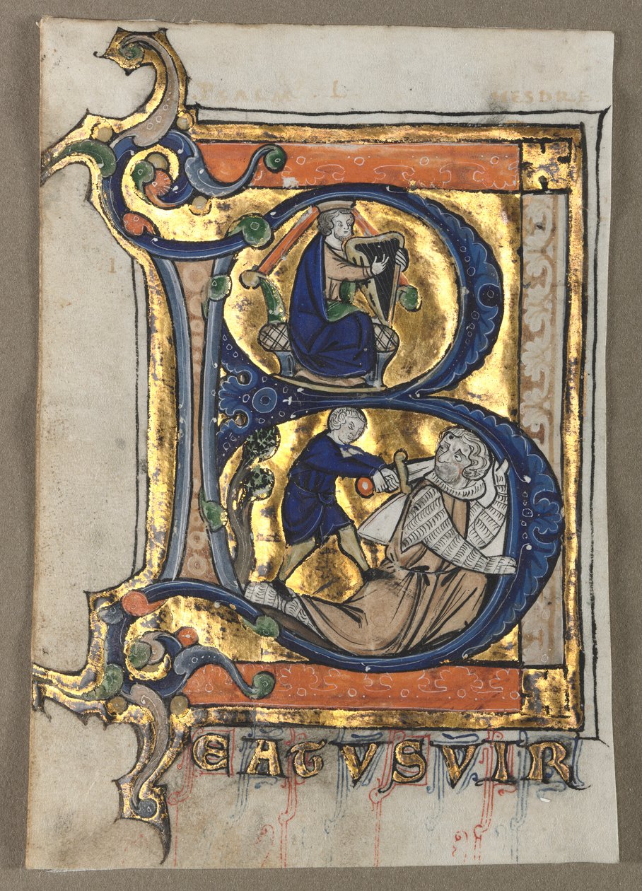 Blatt aus einem Psalter: Initiale B mit König David, um 1260 von Unbekannt