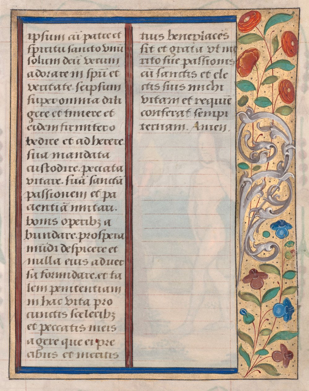 Blatt aus einem Stundenbuch: Text mit illustriertem Rand verso, um 1510 von Unbekannt