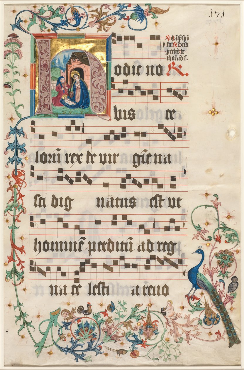 Blatt aus einem Antiphonar: Initiale H mit der Geburt Christi, um 1480 von Unbekannt